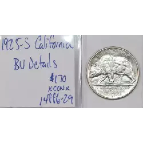 Classic Commemorative Silver--- California Diamond Jubilee 1925 -Silver- 0.5 Dollar