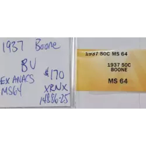 Classic Commemorative Silver--- Daniel Boone Bicentennial 1934-1938-Silver- 0.5 Dollar