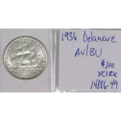 Classic Commemorative Silver--- Delaware Tercentenary 1936 -Silver- 0.5 Dollar