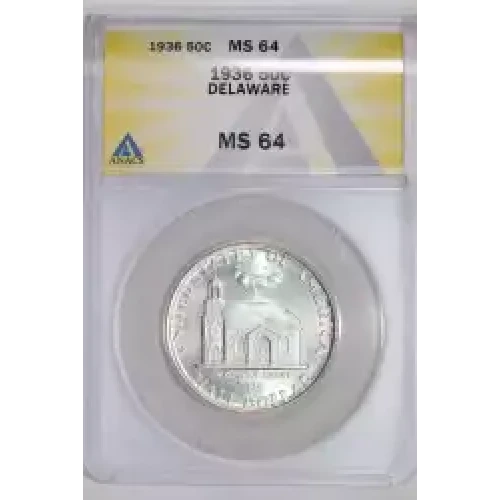 Classic Commemorative Silver--- Delaware Tercentenary 1936 -Silver- 0.5 Dollar