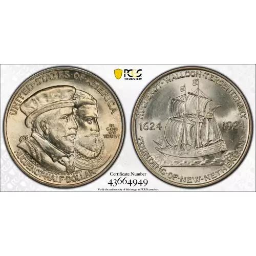 Classic Commemorative Silver--- Huguenot - Walloon Tercentenary 1924 -Silver- 0.5 Dollar (2)
