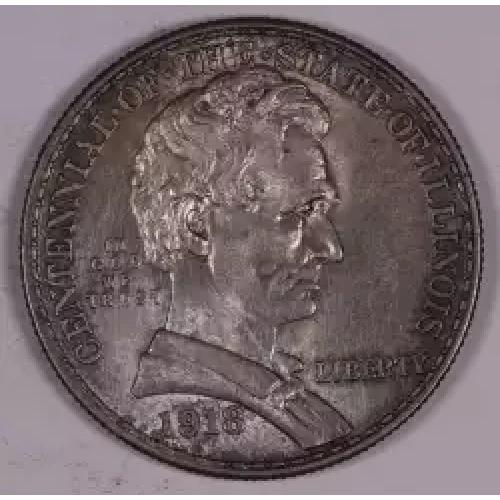 Classic Commemorative Silver--- Illinois Centennial 1918 -Silver- 0.5 Dollar