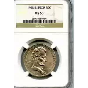 Classic Commemorative Silver--- Illinois Centennial 1918 -Silver- 0.5 Dollar (3)