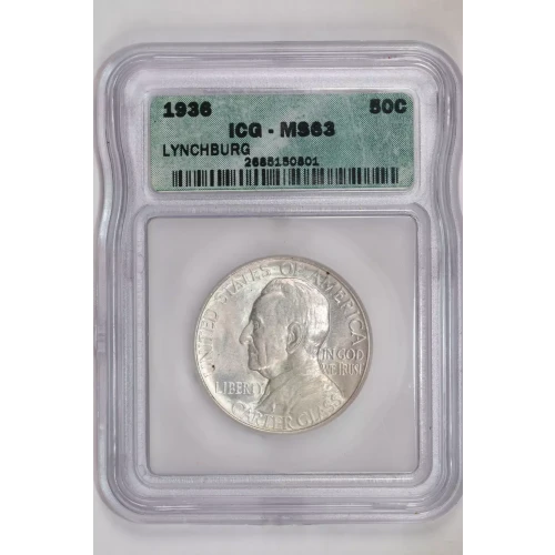 Classic Commemorative Silver--- Lynchburg, Virginia, Sesquicentennial 1936-Silver- 0.5 Dollar