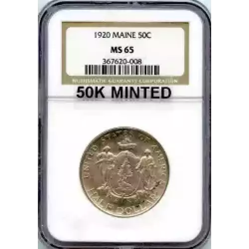 Classic Commemorative Silver--- Maine Centennial 1920-Silver- 0.5 Dollar (3)