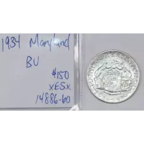 Classic Commemorative Silver--- Maryland Tercentenary 1934 -Silver- 0.5 Dollar