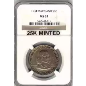 Classic Commemorative Silver--- Maryland Tercentenary 1934 -Silver- 0.5 Dollar (3)