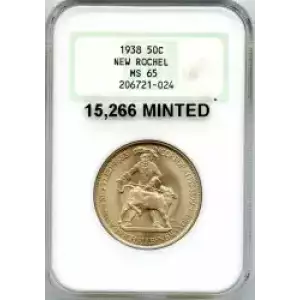 Classic Commemorative Silver--- New Rochelle, New York, 250th Anniversary 1938 -Silver- 0.5 Dollar (3)