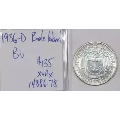 Classic Commemorative Silver--- Providence, Rhode Island, Tercentenary 1936 -Silver- 0.5 Dollar