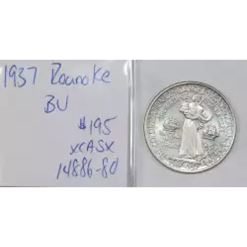 Classic Commemorative Silver--- Roanoke Island, North Carolina, 350th Anniversary 1937 -Silver- 0.5 Dollar