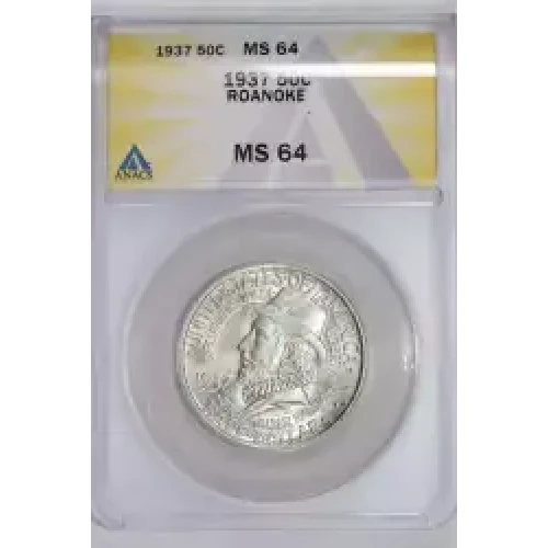 Classic Commemorative Silver--- Roanoke Island, North Carolina, 350th Anniversary 1937 -Silver- 0.5 Dollar