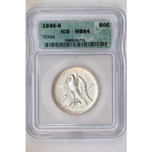 Classic Commemorative Silver--- Texas Independence Centennial 1934-1938-Silver- 0.5 Dollar