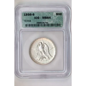 Classic Commemorative Silver--- Texas Independence Centennial 1934-1938-Silver- 0.5 Dollar