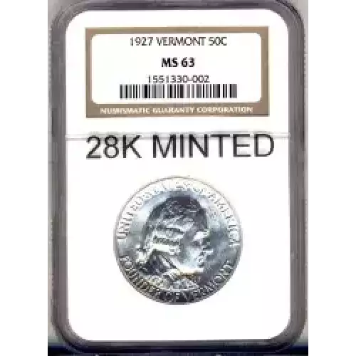 Classic Commemorative Silver--- Vermont Sesquicentennial 1927-Silver- 0.5 Dollar (3)