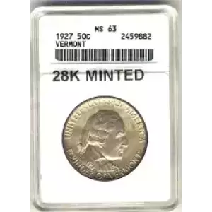 Classic Commemorative Silver--- Vermont Sesquicentennial 1927-Silver- 0.5 Dollar (3)