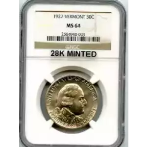 Classic Commemorative Silver--- Vermont Sesquicentennial 1927-Silver- 0.5 Dollar (3)