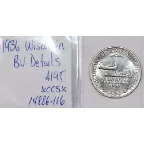 Classic Commemorative Silver--- Wisconsin Territorial Centennial 1936 -Silver- 0.5 Dollar