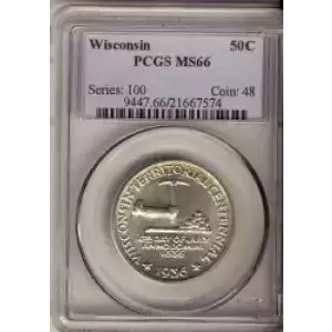 Classic Commemorative Silver--- Wisconsin Territorial Centennial 1936 -Silver- 0.5 Dollar (3)