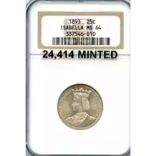 Classic Commemorative Silver--- World's Columbian Exposition, Isabella Quarter 1893-Silver- 0.25 Dollar (3)