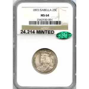 Classic Commemorative Silver--- World's Columbian Exposition, Isabella Quarter 1893-Silver- 0.25 Dollar (3)