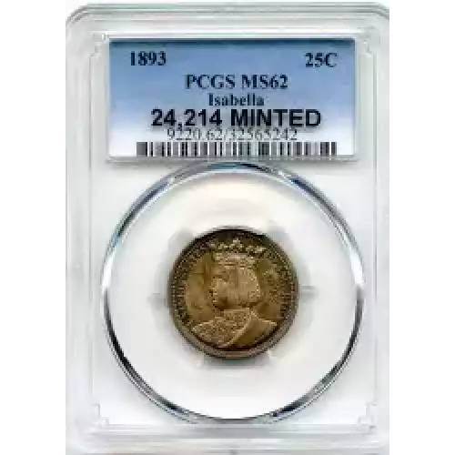 Classic Commemorative Silver--- World's Columbian Exposition, Isabella Quarter 1893-Silver- 0.25 Dollar (3)