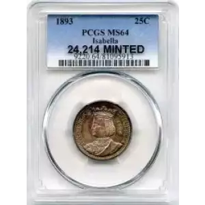 Classic Commemorative Silver--- World's Columbian Exposition, Isabella Quarter 1893-Silver- 0.25 Dollar (3)