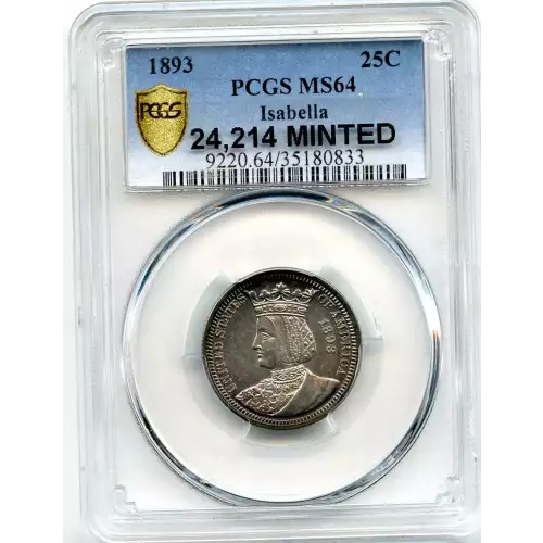 Classic Commemorative Silver--- World's Columbian Exposition, Isabella Quarter 1893-Silver- 0.25 Dollar (3)