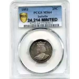 Classic Commemorative Silver--- World's Columbian Exposition, Isabella Quarter 1893-Silver- 0.25 Dollar (3)