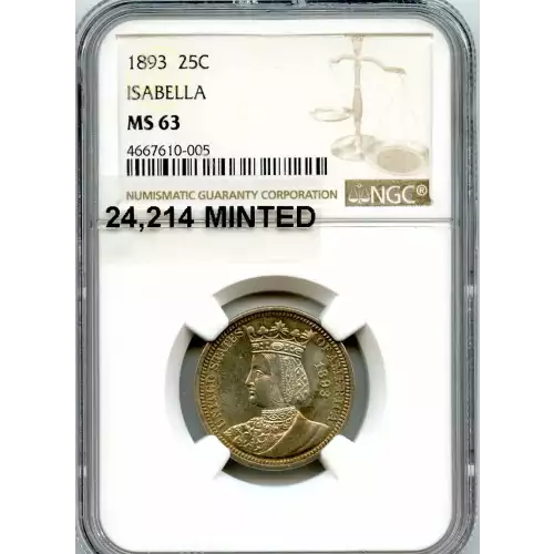 Classic Commemorative Silver--- World's Columbian Exposition, Isabella Quarter 1893-Silver- 0.25 Dollar (3)