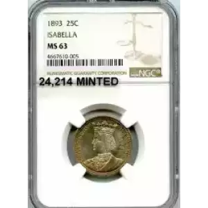 Classic Commemorative Silver--- World's Columbian Exposition, Isabella Quarter 1893-Silver- 0.25 Dollar (3)