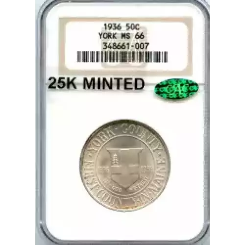 Classic Commemorative Silver--- York County, Maine, Tercentenary 1936 -Silver- 0.5 Dollar (3)