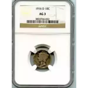 Dimes---Winged Liberty Head or Mercury 1916-1945 -Silver- 1 Dime (3)