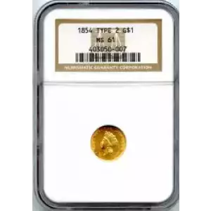 Gold Dollars---Indian Princess Head, Small Head 1854-1856 -Gold- 1 Dollar (3)