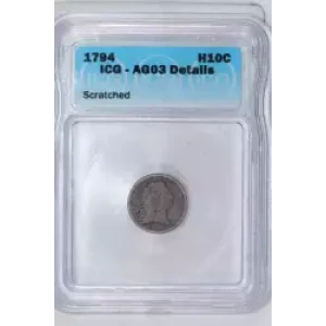 Half Dimes---Flowing Hair 1794-1795 -Silver- 0.5 Dime