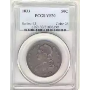 Half Dollars---Capped Bust, Reeded Edge 1836-1839 -Silver- 0.5 Dollar (3)