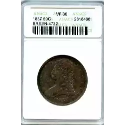 Half Dollars---Capped Bust, Reeded Edge 1836-1839 -Silver- 0.5 Dollar (3)