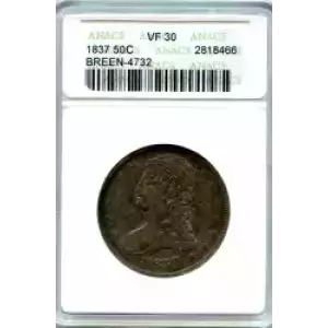 Half Dollars---Capped Bust, Reeded Edge 1836-1839 -Silver- 0.5 Dollar (3)