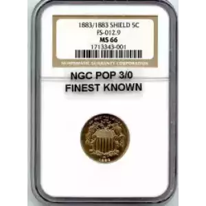 Nickel Five Cent Pieces-Shield 1866-1883 (3)