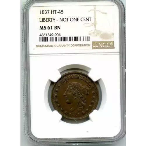 Private Tokens -Hard Times Tokens (1832-1844)-Not One Cent Copper (3)