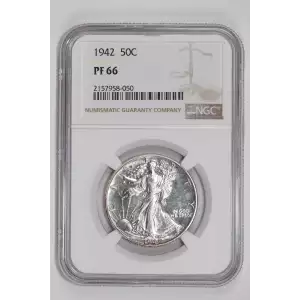 1942 PROOF WALKING LIBERTY HALF DOLLAR NGC PR66 - PQ, WHITE COIN!