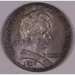 Classic Commemorative Silver--- Illinois Centennial 1918 -Silver- 0.5 Dollar