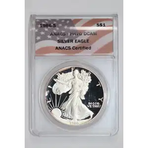 1986 S Bullion Silver Eagles ANACS PR-70