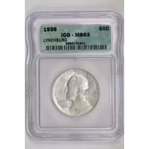 Classic Commemorative Silver--- Lynchburg, Virginia, Sesquicentennial 1936-Silver- 0.5 Dollar