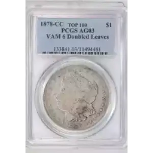 1878-CC $1 VAM 6 Doubled Leaves