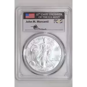 2002 $1 Silver Eagle Mercanti Signature