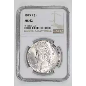 1925-S PEACE DOLLAR NGC MS62