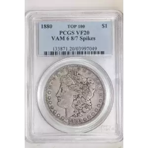 1880 $1 VAM 6 8/7 Spikes