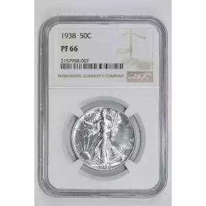 1938 PROOF WALKING LIBERTY HALF DOLLAR NGC PR66 - PQ, WHITE COIN!