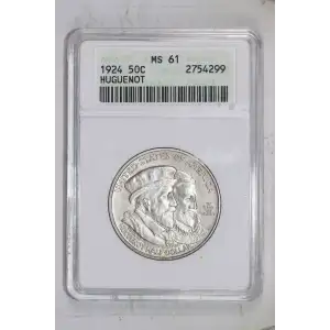 Classic Commemorative Silver--- Huguenot - Walloon Tercentenary 1924 -Silver- 0.5 Dollar