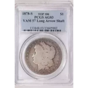 1878-S $1 VAM 57 Long Arrow Shaft